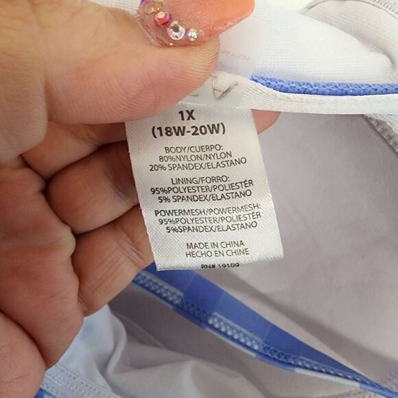 Lysa Raya One-peice Swimsuit Size 1x Checkered Blue and White - Picture 7 of 8